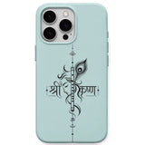 Shri Krishna Flute Typography phone cover in Mint Green