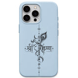Shri Krishna Flute Typography phone cover in Sky Blue