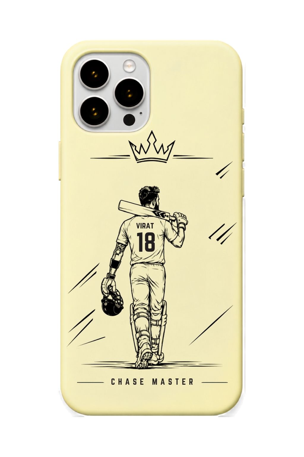 Virat King Lemon Yellow cricket mobile cover