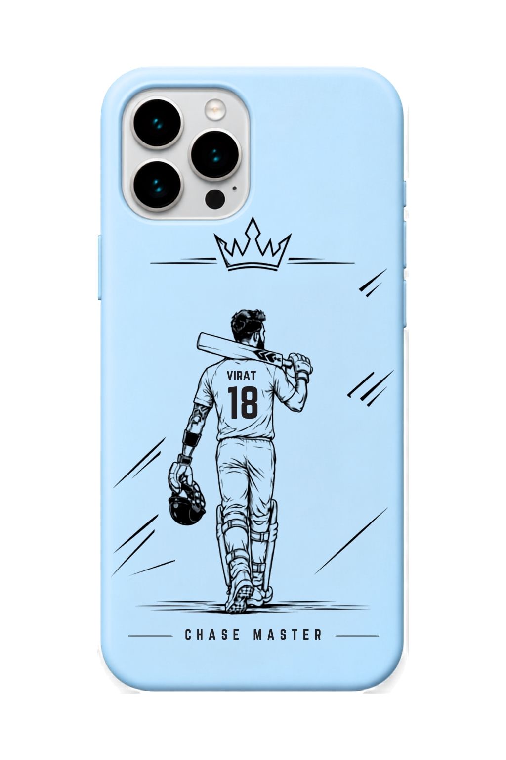Virat King Sky Blue cricket mobile cover